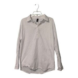 OUKU 100% linen shirt/tunic buttons adjustable sleeves XL